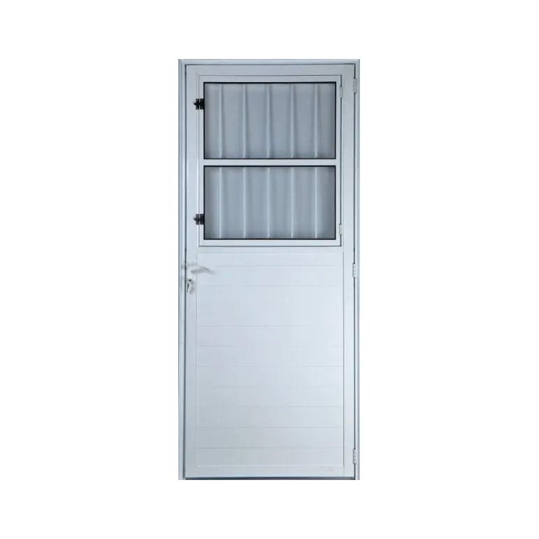 Porta de Alumínio Lambril Postigo Cor Branca 210 x 80 Esquerda Vidro Mini Boreal Linha All
