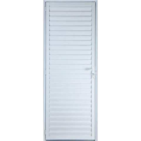 Porta de Alumínio Palheta 210 x 90 Direita Linha All Modular Cor Branco