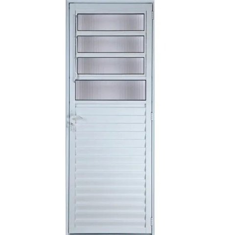 Porta de Alumínio Basculante Cor Branco 210 x 70 Direita Linha All Modular