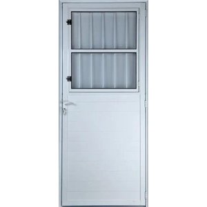 Porta de Alumínio Lambril Postigo Cor Branca 210 x 80 Direita Vidro Mini Boreal Linha All Soft