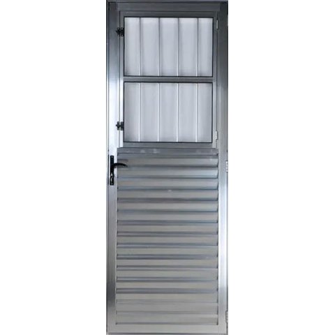 Porta de Aluminio Postigo 210 x 100 Esquerda Vidro Mini Boreal Linha All Soft Cor Brilhante