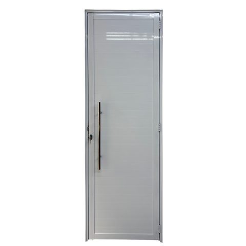 Porta Lambril Ripado de Aluminio Branco com Puxador Linha 25 - 210x90 Direita