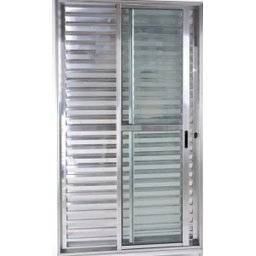 Porta de Alumínio de Correr Balcão 3 Folhas 210 x 150 Brilhante Linha 25 C/Chave - 3