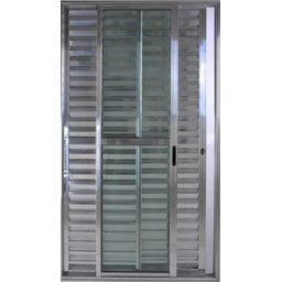 Porta de Alumínio de Correr Balcão 3 Folhas 210 x 150 Brilhante Linha 25 C/Chave - 2