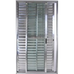 Porta de Alumínio de Correr Balcão 3 Folhas 210 x 150 Brilhante Linha 25 C/Chave - 1