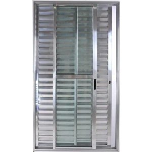 Porta de Aluminio Balcão 3 Folhas com Fechadura Linha Premium:2,10 X 1,20/brilhante