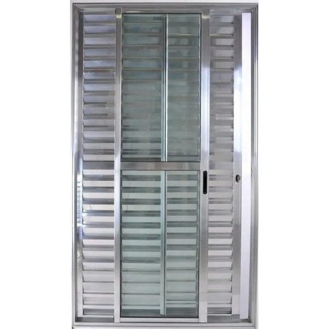 Porta de Aluminio Balcão 3 Folhas com Fechadura Linha Premium:2,10 X 1,20/brilhante