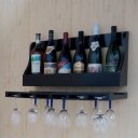 Ver imagem 2 de Porta Taças e Prateleira Adega Decorativa para Vinhos Garrafas Bares Preto Laca