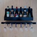 Ver imagem 3 de Porta Taças e Prateleira Adega Decorativa para Vinhos Garrafas Bares Preto Laca