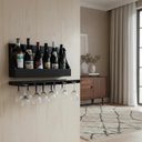 Ver imagem 1 de Porta Taças e Prateleira Adega Decorativa para Vinhos Garrafas Bares Preto Laca