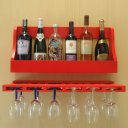 Ver imagem 3 de Porta Taças e Prateleira Adega Decorativa para Vinhos Garrafas Bares Vermelho Laca