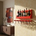 Ver imagem 1 de Porta Taças e Prateleira Adega Decorativa para Vinhos Garrafas Bares Vermelho Laca