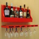 Ver imagem 2 de Porta Taças e Prateleira Adega Decorativa para Vinhos Garrafas Bares Vermelho Laca