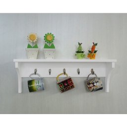 Prateleira Cabideiro Suporte Porta Canecas Utensílios de Cozinha Mochilas Bolsas Branco Laca - 6
