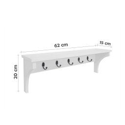 Prateleira Cabideiro Suporte Porta Canecas Utensílios de Cozinha Mochilas Bolsas Branco Laca - 4