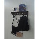 Ver imagem 4 de Prateleira Cabideiro Suporte Porta Canecas Utensílios de Cozinha Mochilas Bolsas Preto Laca