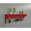 Ver imagem 6 de Prateleira Cabideiro Suporte Porta Canecas Utensílios de Cozinha Mochilas Bolsas Vermelho Laca