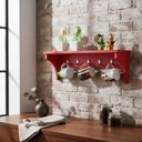 Ver imagem 1 de Prateleira Cabideiro Suporte Porta Canecas Utensílios de Cozinha Mochilas Bolsas Vermelho Laca