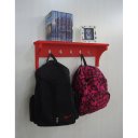 Ver imagem 3 de Prateleira Cabideiro Suporte Porta Canecas Utensílios de Cozinha Mochilas Bolsas Vermelho Laca