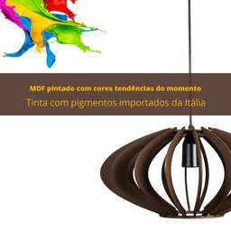 Pendente 910 Madeira Marrom Café Diâmetro 40cm - 4