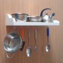 Ver mais imagens de Prateleira Suporte Porta Panelas e Utensílios de Cozinha Branco Laca