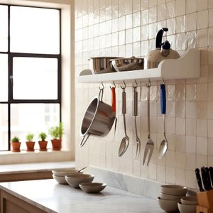 Prateleira Suporte Porta Panelas e Utensílios de Cozinha Branco Laca