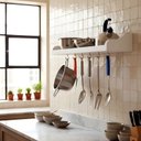 Ver imagem 1 de Prateleira Suporte Porta Panelas e Utensílios de Cozinha Branco Laca