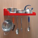 Ver mais imagens de Prateleira Suporte Porta Panelas e Utensílios de Cozinha Vermelho Laca