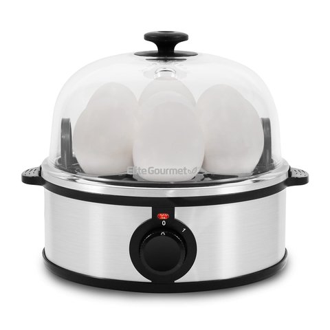 Elite Gourmet Cozedor Elétrico de Ovos 7 Ovos com Bandeja para Pochê (inox)