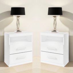 Kit 2 Mesas de Cabeceira Criado Compacto Quarto Cama - Branco - 1
