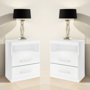 Kit 2 Mesas de Cabeceira Criado Compacto Quarto Cama - Branco