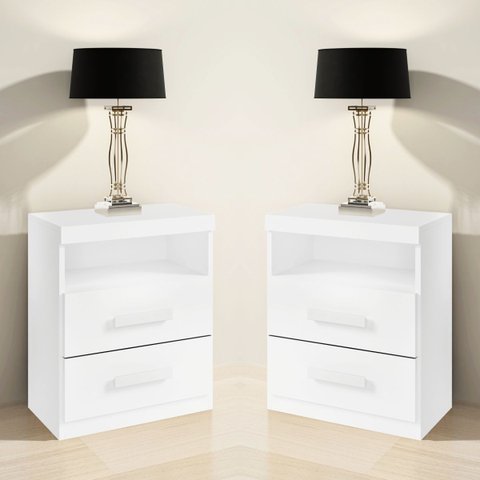 Kit 2 Mesas de Cabeceira Criado Compacto Quarto Cama - Branco