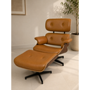 Ver imagem 2 de Poltrona Charles Eames com Puff - Caramelo 151 - Pau-Ferro