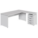 Ver imagem 3 de Mesa L 1,50m C/ Gaveteiro Organizador 4 Gavetas Pé Painel F5 Cor:cinza