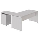 Ver imagem 5 de Mesa L 1,50m C/ Gaveteiro Organizador 4 Gavetas Pé Painel F5 Cor:cinza