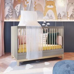 Conjunto Quarto Infantil Linha Eleva Le021 Completa Móveis - Completa Gianduia Trama - 2