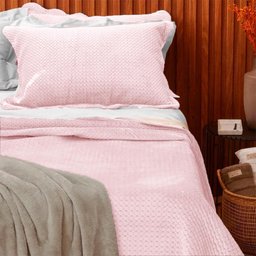 Colcha Queen Cobre Leito Neo Velvet Microfibra Rosé 3 peças - Camesa - 6