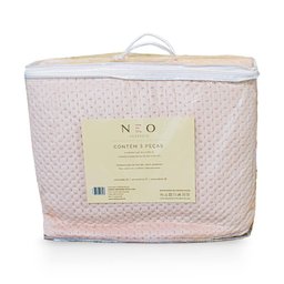 Colcha Queen Cobre Leito Neo Velvet Microfibra Rosé 3 peças - Camesa - 2
