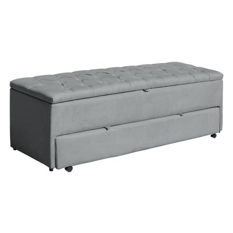Calçadeira Baú Sapateira 90cm Ayla Veludo Capitonê