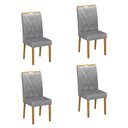 Ver imagem 1 de Kit 4 Cadeiras para Sala de Jantar Pés em Madeira Maciça Lara Cinza/Cinamomo/Linho Prata