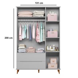 Jogo de Quarto Infantil Lunna Cinza - Peternella Móveis - 4