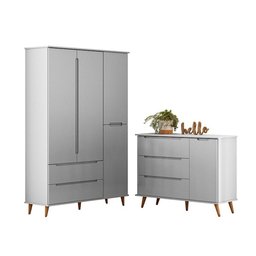 Jogo de Quarto Infantil Lunna Cinza - Peternella Móveis - 1