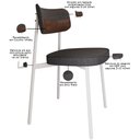 Ver imagem 4 de Kit 02 Cadeiras Estofada para Sala de Jantar Astrid Branco C01 Linho Preto Courino Whisky - Lyam Dec