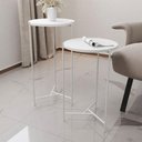Ver imagem 1 de Mesa Lateral Redonda Áquila Branca Tampo Branco - Cor: Branco