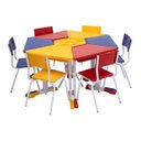 Ver imagem 1 de Conjunto HEXAGONAL Mesas e Cadeiras - 02 A 06 anos - INFANTIL - REALPLAST - 41098