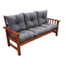 Ver imagem 1 de Sofá Cancún 3 Lugares de Madeira Banco Super Resistente C/ Almofadas Cinza Escuro