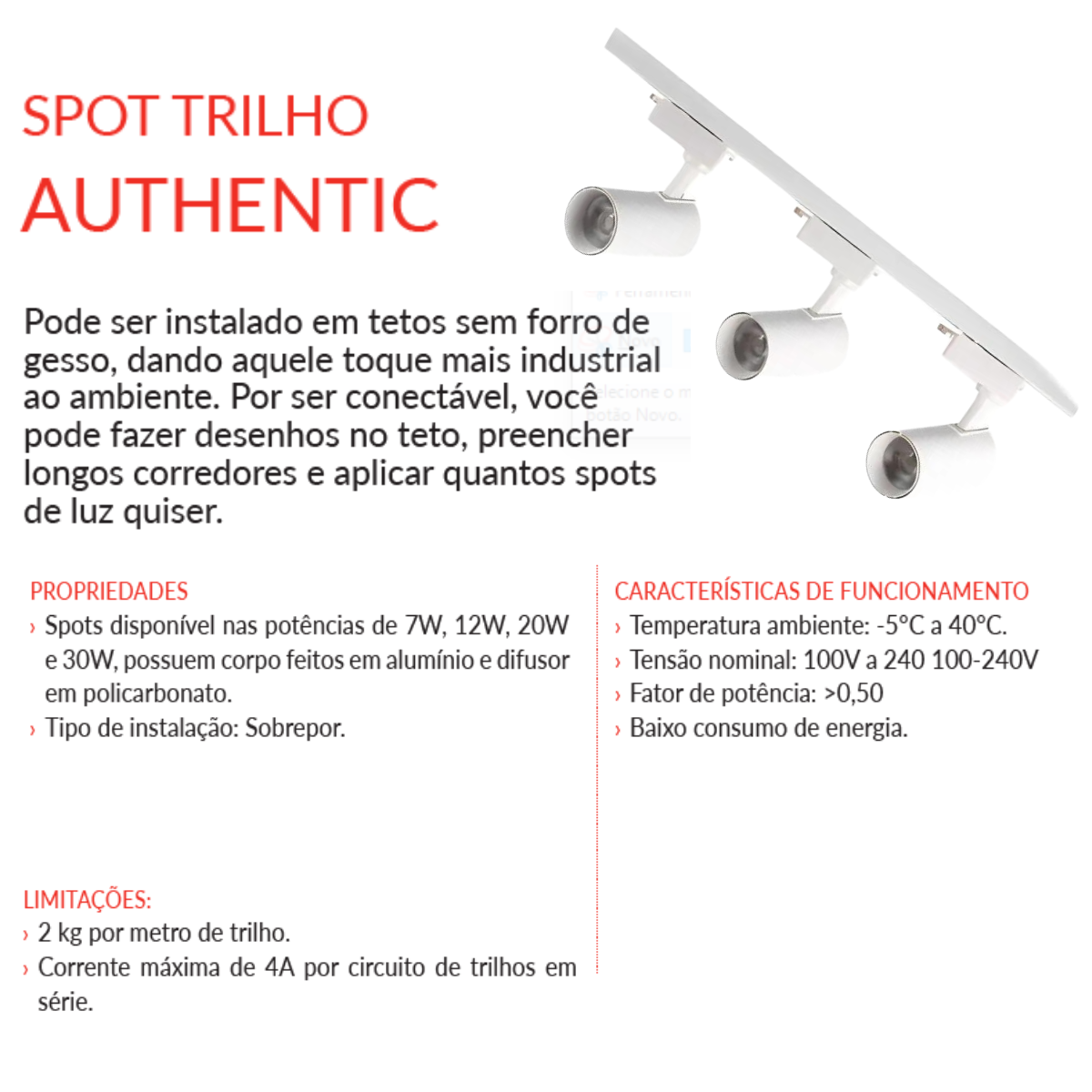 Kit 02 Spot Trilho Avant Authentic Branco 3000k 7w - 4