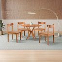 Ver imagem 1 de Conjunto de Sala de Jantar Mesa 100cm com 4 Cadeiras Aurora Marrom/Caramelo/Freijó