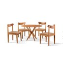 Ver imagem 3 de Conjunto de Sala de Jantar Mesa 100cm com 4 Cadeiras Aurora Marrom/Caramelo/Freijó