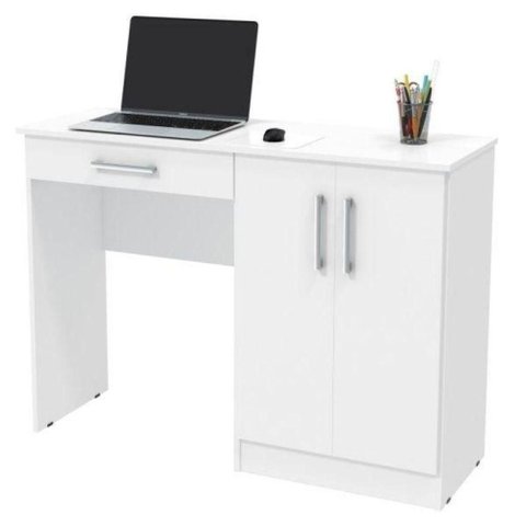 Mesa para Computador Retangular Bella Vista Space 1 Gaveta Madeira 120cm Branco Casah